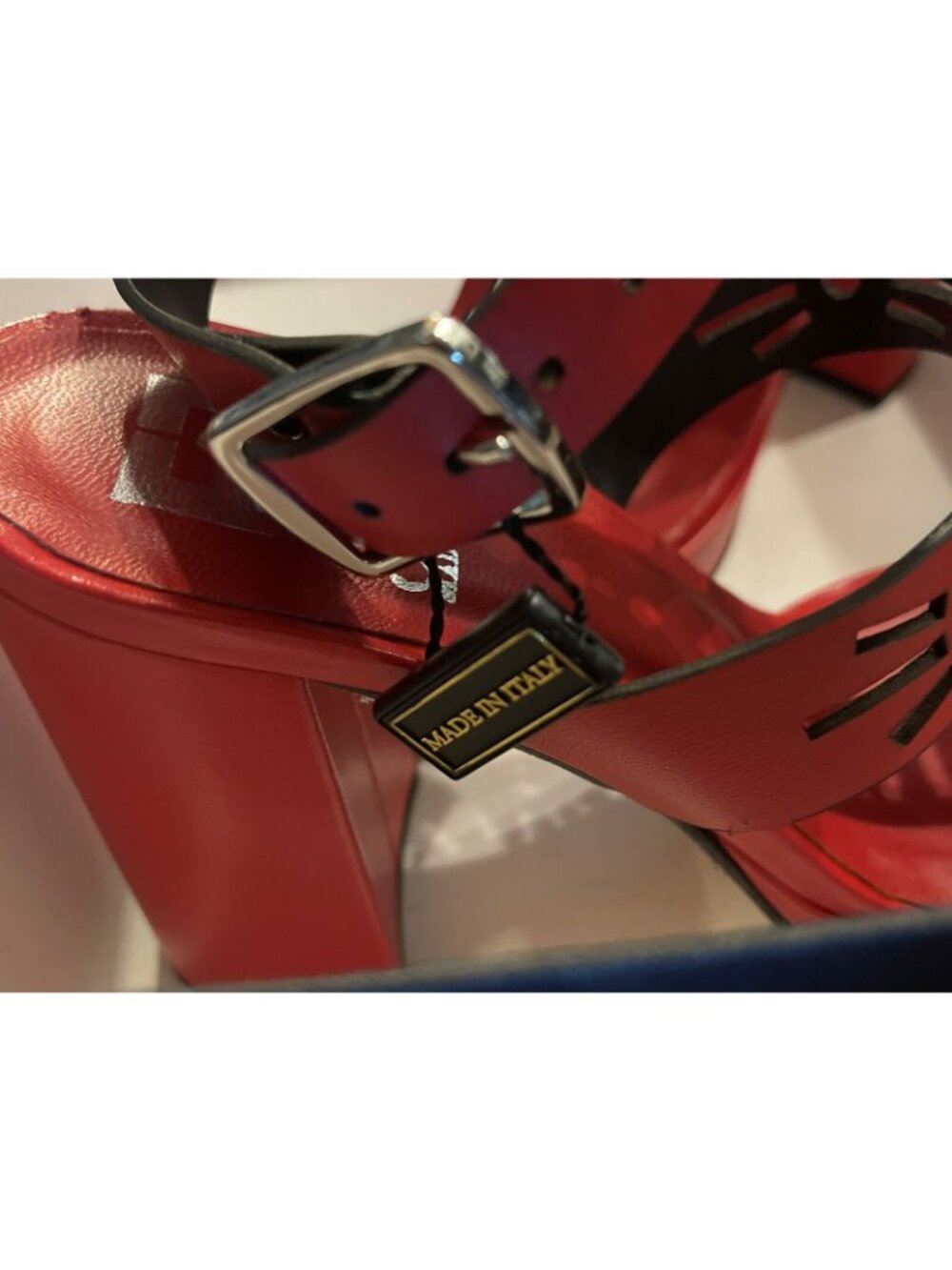 Emanuele Crasto Red Leather Platform Sandals, Size 8 US - New in Box - Picture 4 of 5